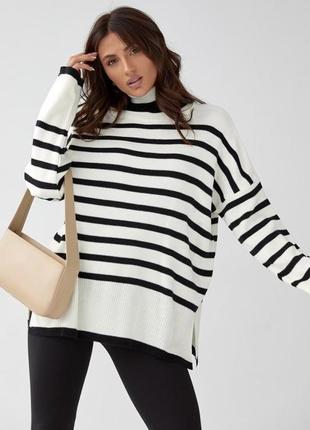 Удлиненный свитер оверсайз в полоску турция