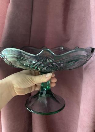 Ваза для фруктов, фруктовица, ваза для конфет из цветного стекла