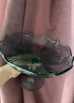 Ваза для фруктов, фруктовица, ваза для конфет из цветного стекла