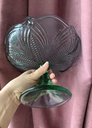 Ваза для фруктов, фруктовица, ваза для конфет из цветного стекла