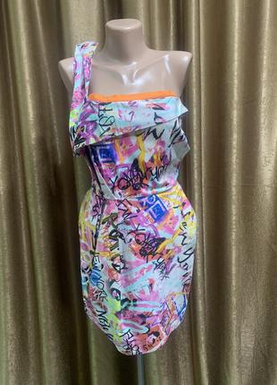 Яскраве river island плаття на одне плече розмір 12/l