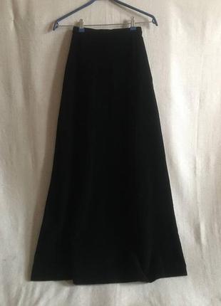 Черная длинная "в пол" бархатная юбка