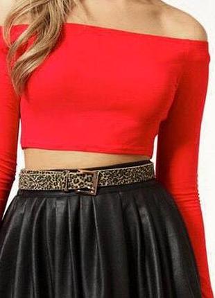 Кофта в обтяжку лонгслів із спущеними плечима бандо друга шкіра топ із довгими рукавами