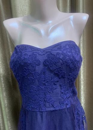 Вечернее платье ультафиолетового цвета с открытыми плечами размер 14-16 / xl 2x7 фото