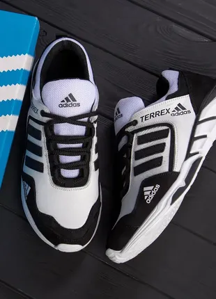 Мужские кожаные кроссовки adidas terrex white