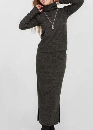 Костюм двійка спідниця та светр із кишенями. костюмчик теплий ангора софт модний жіночий 2кю77 фото