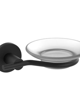 Zerix delux m1302a black мыльница настенная (стекло) (цв. черный) (16 шт/ящ)