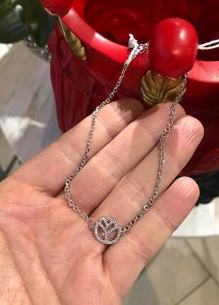 Серебряный браслет на ножку (цветок лотоса) серебро 925