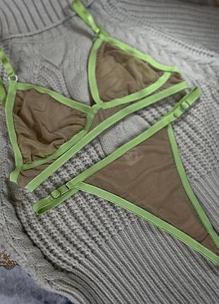 Комплект білизни із сітки, контурна білизна, білизна беж