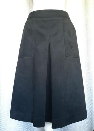 Жіноча брендова чорна спідниця з кишенями. під замшу1 фото
