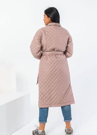 Стильная💣осенне-зимняя стеганая куртка пальто удлиненная женский пуховик одеяло большого размера батал3 фото