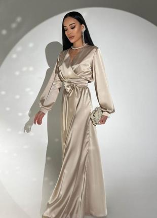 Бежева вечірня вечірня сукня з шовку "армані" jadone fashion5 фото