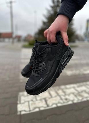 Чоловічі шкіряні кросівки nike air max 90 surplus black. колір чорний