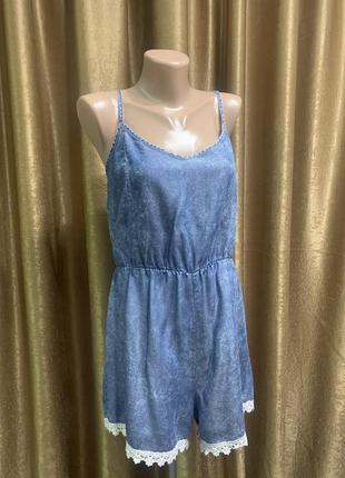 Лёгкий летний ромпер denim&co комбинезон с шорниками размер l xl