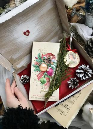 Подарочная коробка праздничная новогодняя «зимние птички» хендмейд, ручная работа9 фото