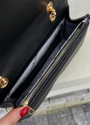 Крутейшая женская стёганая сумочка-клатч на цепочке чёрная кожаная7 фото