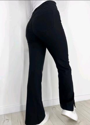 С разрезами❗50 48 46 44 42 р брюки джинс женские джинсы штаны клеш разрезы карманы сзади разрезы, бежевый черный цвет беж кэмел кемел5 фото
