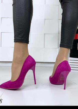 Жіночі туфлі човники фуксія яскраві кольори2 фото
