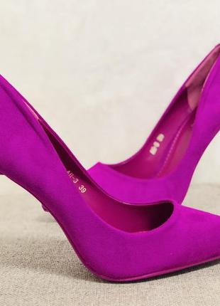 Женские туфли лодочки фуксия яркие цвета3 фото