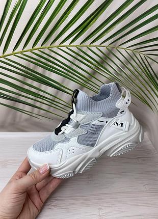 Кроссовки для девочек и для мальчиков серые с белым от jong golf