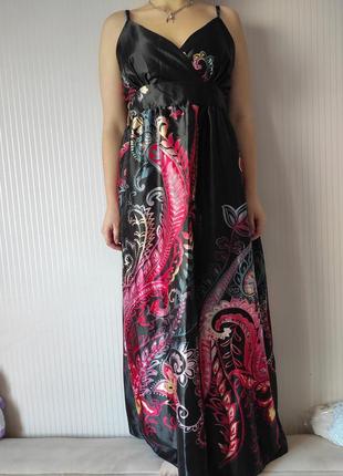 Новое атласное длинное платье, сарафан morefeel