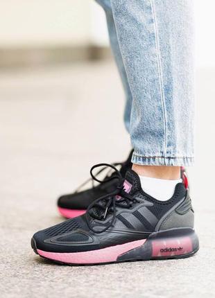 Жіночі кросівки adidas zx 2k boost core black shock pink / smb