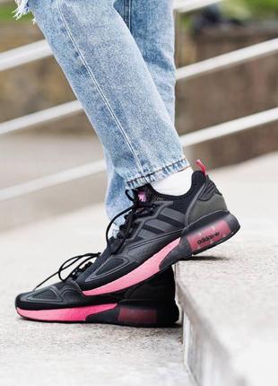 Жіночі кросівки adidas zx 2k boost core black shock pink / smb5 фото