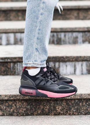 Жіночі кросівки adidas zx 2k boost core black shock pink / smb7 фото