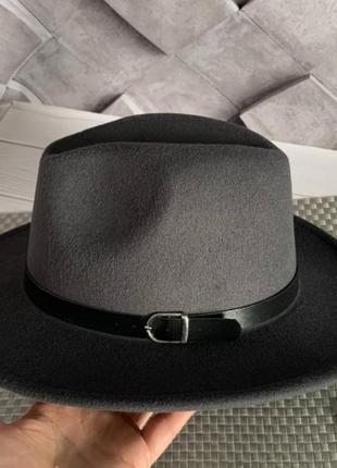 Шляпа федора унісекс з стійкими полями popular темно-серая (графіт)3 фото