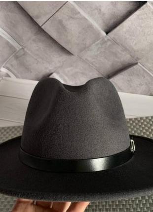 Шляпа федора унісекс з стійкими полями popular темно-серая (графіт)5 фото
