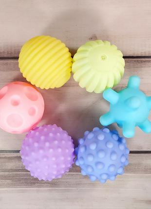 Сенсорные мячики пищалки "тактилики" (пастельные цвета), набор из 6 шт.2 фото