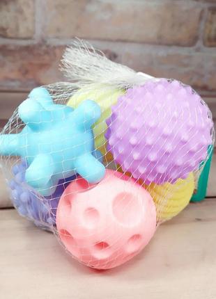Сенсорні м'ячики пищалки "тактиліки" (пастельні кольори), набір із 6 шт.7 фото