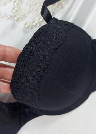 Чорненький базовий бавовняний бюстгальтер пуш ап для глибокого декольте censored