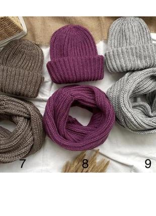 Комплект жіночий - шапка і шарф-хомут ліловий (8)