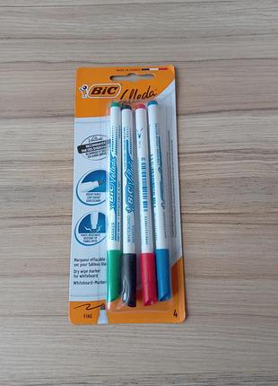Набір маркерів для дошок сухостираєма 4 шт bic velleda .кольорові