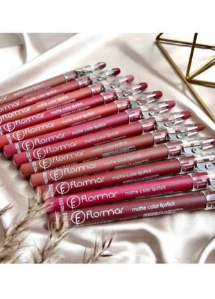 Набор нюдовых карандашей для губ flormar matte color lipstick (12 шт)1 фото