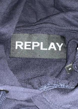 Худи, толстовка, кофта replay logo tape hoody sweatshirt off navy с лампасами5 фото