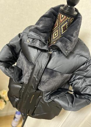 Ефектна курточка дутик кольору графіт6 фото