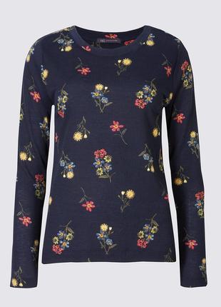 Трикотажный топ блуза с растительным кантри-принтом marks & spencer