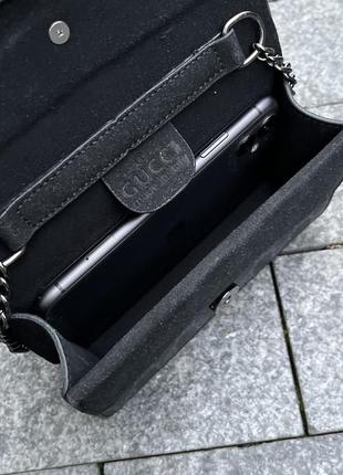 Стильный женский клатч сумочка в стиле gucci серый с чёрным4 фото