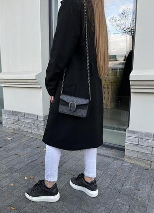 Стильный женский клатч сумочка в стиле gucci серый с чёрным8 фото