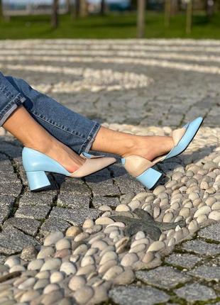 Эксклюзивные туфли из натуральной итальянской кожи и замша женские на каблуке9 фото