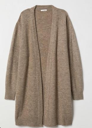 Коричневый удлиненный кардиган hm