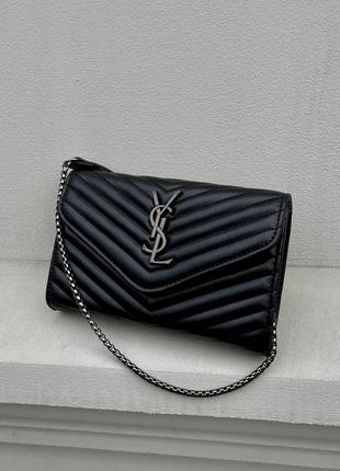 Крутая женская сумочка-клатч в стиле yves saint laurent чёрная стёганая3 фото