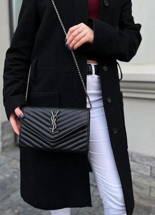 Крутая женская сумочка-клатч в стиле yves saint laurent чёрная стёганая4 фото