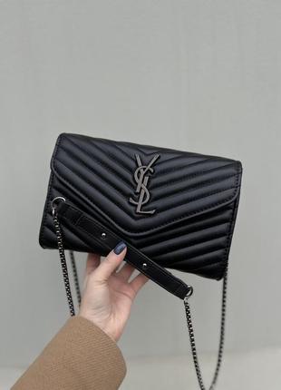 Крутая женская сумочка-клатч в стиле yves saint laurent чёрная стёганая8 фото