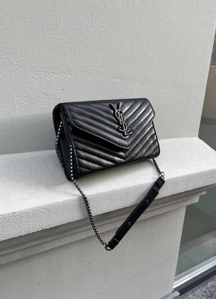 Крутая женская сумочка-клатч в стиле yves saint laurent чёрная стёганая5 фото