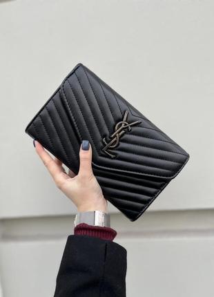 Крутая женская сумочка-клатч в стиле yves saint laurent чёрная стёганая6 фото