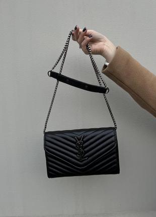Крутая женская сумочка-клатч в стиле yves saint laurent чёрная стёганая10 фото