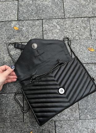 Крутая женская сумочка-клатч в стиле yves saint laurent чёрная стёганая2 фото